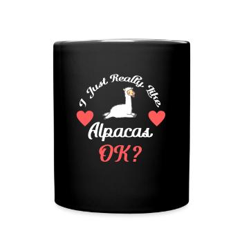 J’aime les alpagas ok? Alpaga - Mug uni - noir - Devant