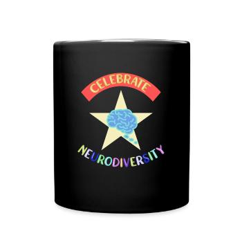 Neurodiversity Autimsus ADHD dyslexia - Full Colour Mug - black - Front