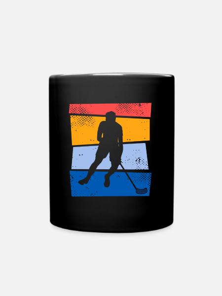 Retro Floorball Spieler Design Unihockeyspieler - Tasse einfarbig - Schwarz