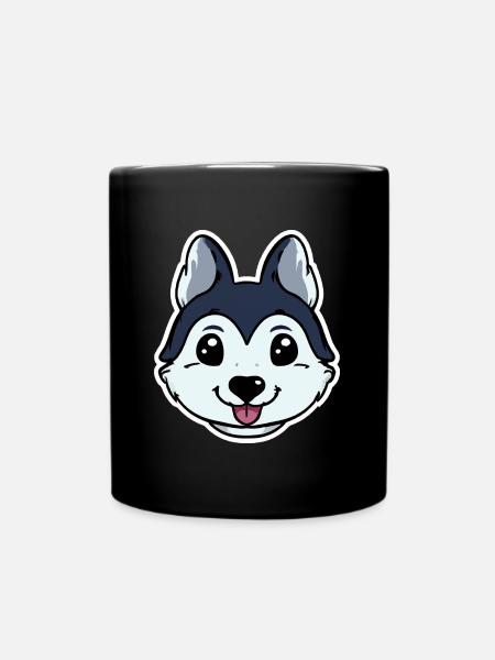 Kawaii Husky Hundeliebhaber Puppy - Tasse einfarbig - Schwarz