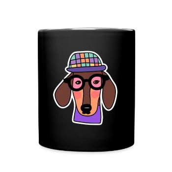 Pastel Dachshund Hundeliebhaber Teckel - Tasse einfarbig - Schwarz - Vorne