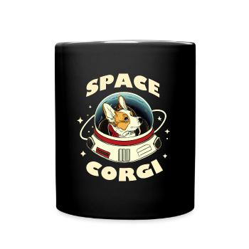 Space Corgi chien amoureux chiot - Mug uni - noir - Devant