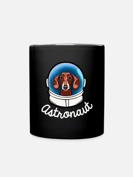 Dackel-Astronaut Hund Geschenk Wiener - Tasse einfarbig - Schwarz