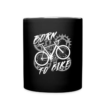 Né pour le cyclisme. Design graphique de motard - Mug uni - noir - Devant