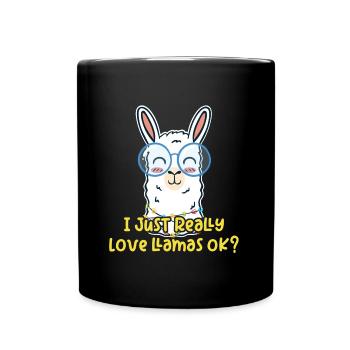 I love llamas - llama is my favorite animal - Full Colour Mug - black - Front