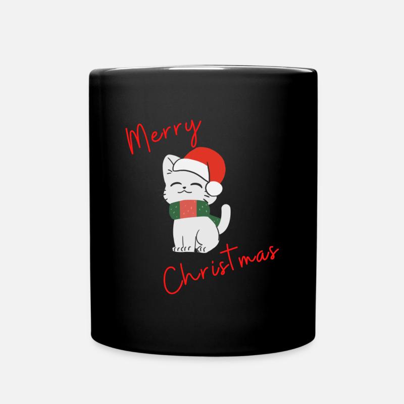 Merry Christmas Cat - Tasse einfarbig - Schwarz