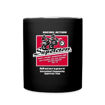Supercross - Moto Cross - Motocross - Tasse einfarbig - Schwarz - Vorne