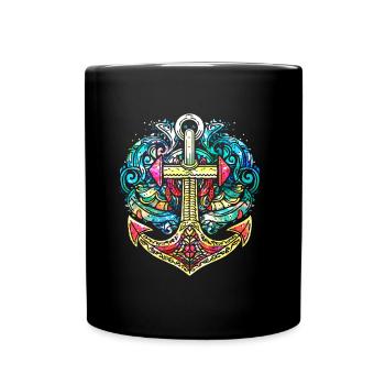 Ancre, Rétro, Mer, Maritime, Style Tatouage, Symbole - Mug uni - noir - Devant