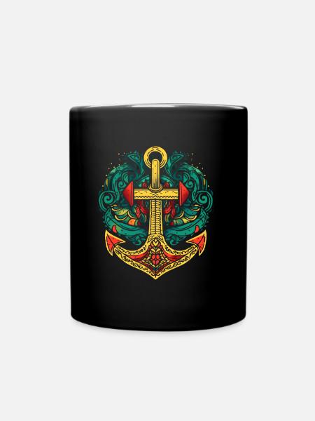 Anker, Retro, Meer, Maritim, Tattoo Style, Symbol - Tasse einfarbig - Schwarz