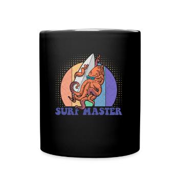 Summer Waves Surfing Octopus Water Sports Board - Full Colour Mug - black - Front