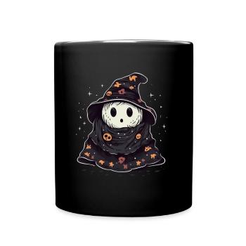 Ghost Ghost Wizard, Pumpkin, Halloween, Costume - Full Colour Mug - black - Front