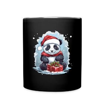Panda Weihnachten - Tasse einfarbig - Schwarz - Vorne