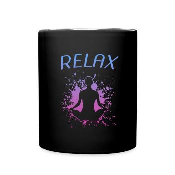 Relax Yoga Namaste - Tasse einfarbig - Schwarz - Vorne
