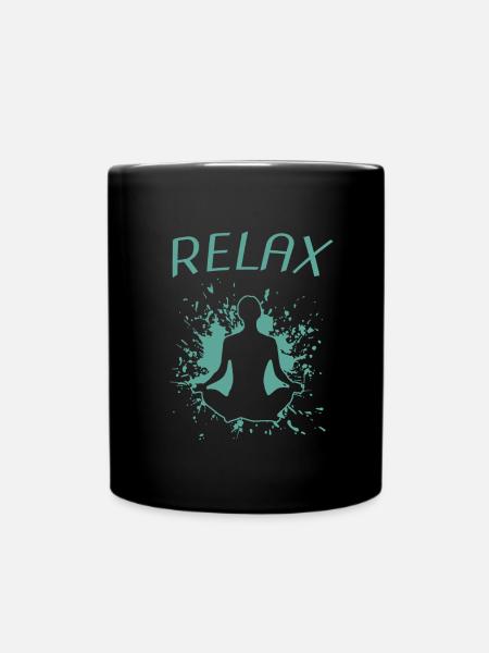 Yogasitz, Namaste, Yoga, Relax - Tasse einfarbig - Schwarz