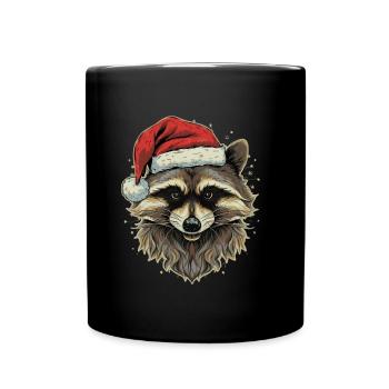 Raton laveur avec bonnet de Père Noël - Mug uni - noir - Devant