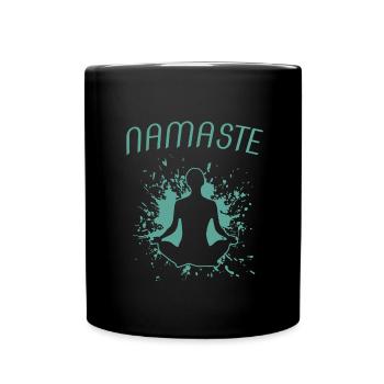 Namaste, lotusblüte, yoga, yogi, meditation, - Tasse einfarbig - Schwarz - Vorne