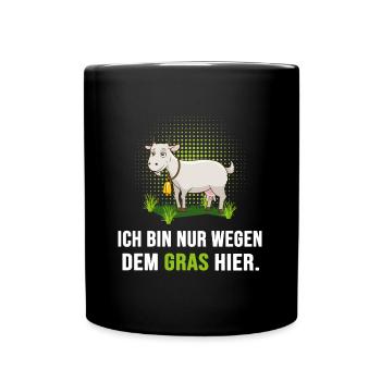 Ziegenbock Ziege "Ziege mag Gras" ziegenbart high - Tasse einfarbig - Schwarz - Vorne