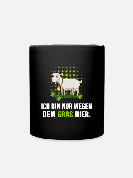 Ziegenbock Ziege "Ziege mag Gras" ziegenbart high - Tasse einfarbig - Schwarz