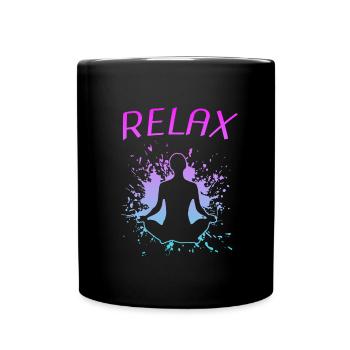 Yoga Yogi Relax Namaste - Tasse einfarbig - Schwarz - Vorne