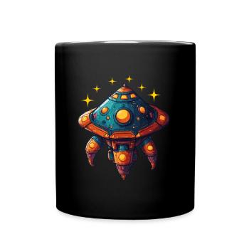Imaginative Spaceship Flying Saucer - Full Colour Mug - black - Front