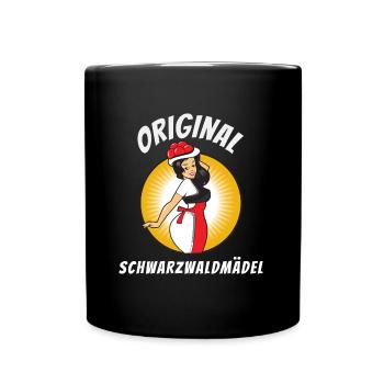 Original Schwarzwaldmädel mit Bollenhut frech sexy - Tasse einfarbig - Schwarz - Vorne
