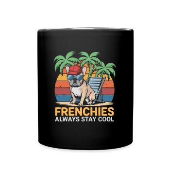 Cool Frenchie French Bulldog on the Beach - Full Colour Mug - black - Front
