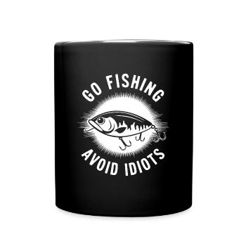 Go fishing, avoid people, rest by the water - Full Colour Mug - black - Front