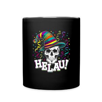 Lustiger Karneval Fasching Skull Helau - Tasse einfarbig - Schwarz - Vorne