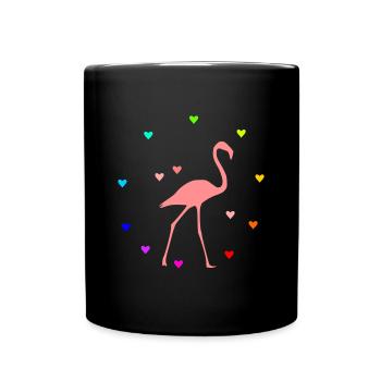 Flamingo hearts colorful - Full Colour Mug - black - Front