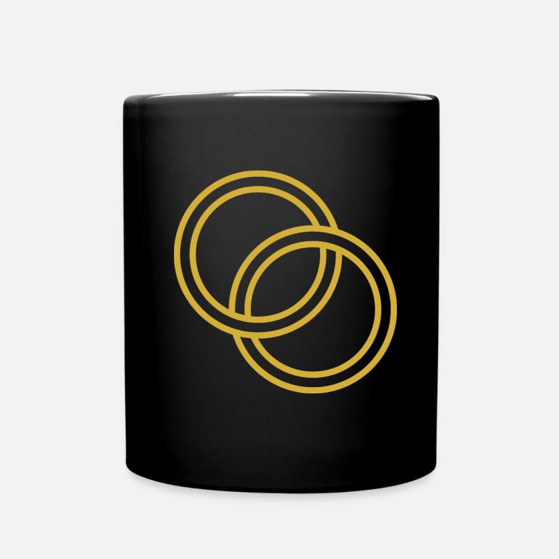 goldene verschlungene Eheringe - Tasse einfarbig - Schwarz