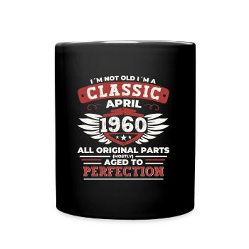 Geburtstag Klassiker Jahrgang 1960 - April Vintage - Tasse einfarbig - Schwarz - Vorne