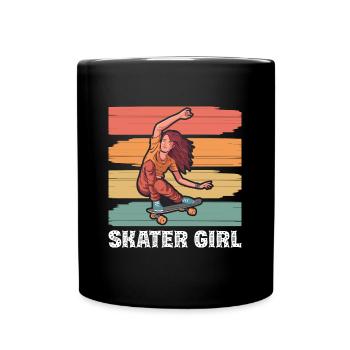 Skater Girl Skateboarding - Full Colour Mug - black - Front