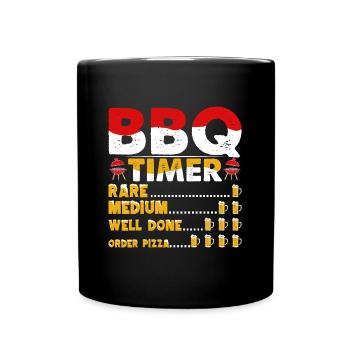 Funny BBQ Timer Grilling Beer Barbecue Grill - Full Colour Mug - black - Front