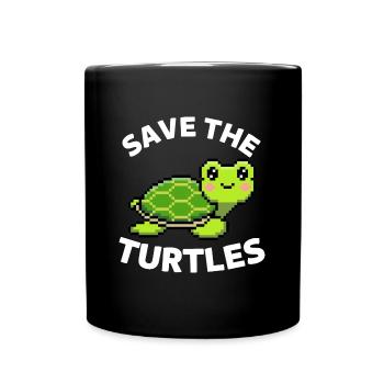 Tortue de mer mignonne Sauvez les tortues - Mug uni - noir - Devant