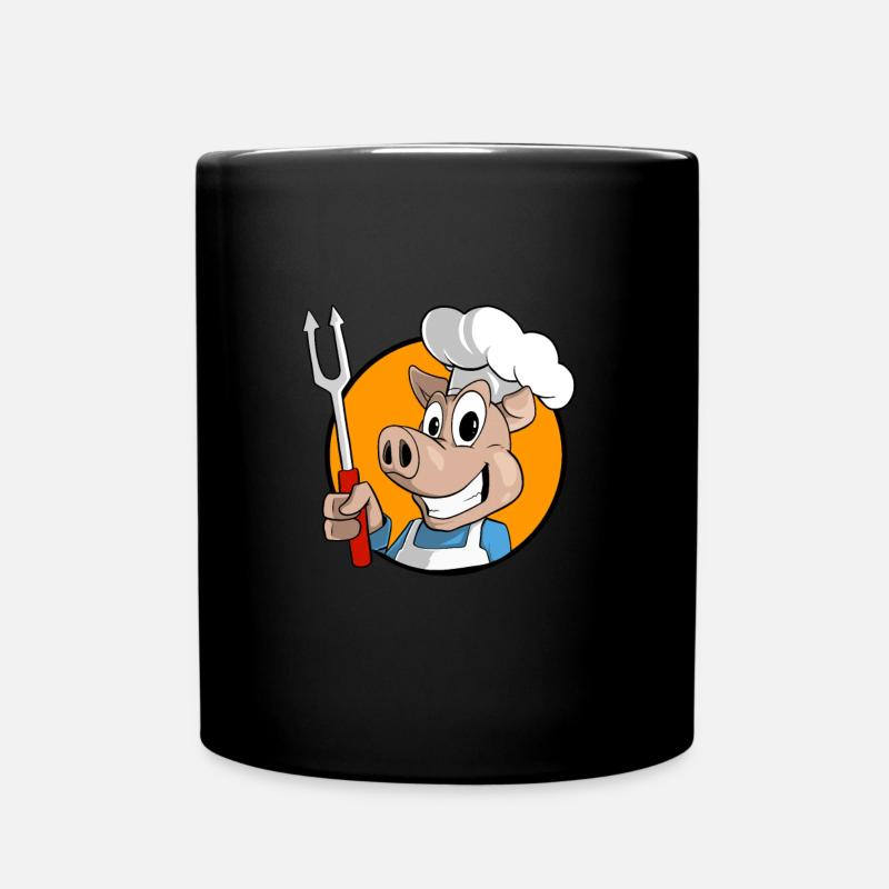 Schwein Grillen BBQ - Tasse einfarbig - Schwarz