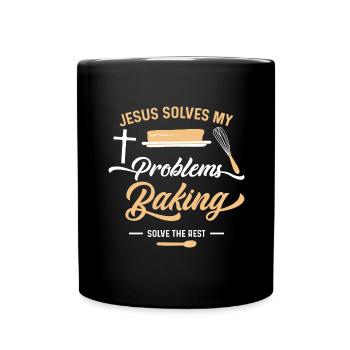 Jesus And Baking Funny Christian Baker Chef - Full Colour Mug - black - Front