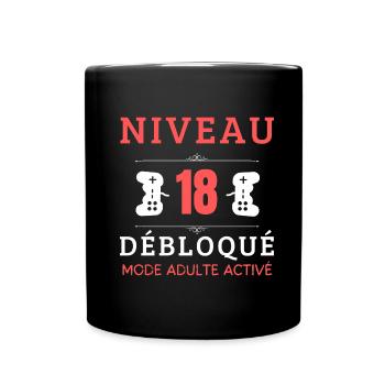Anniversaire 18 ans niveau 18 atteint Mode Adulte - Mug uni - noir - Devant