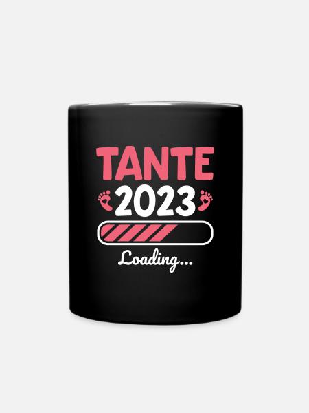 Werdende Tante 2023 Schwangerschaft verkünden - Tasse einfarbig - Schwarz