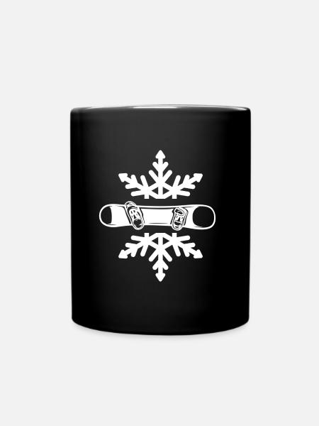 snowboard "snowboarding im Pulverschnee" - Tasse einfarbig - Schwarz