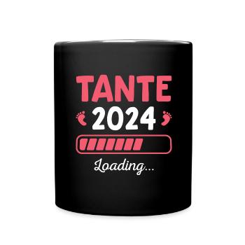 Schwangerschaftsverkündung 2024 Werdende Tante - Tasse einfarbig - Schwarz - Vorne
