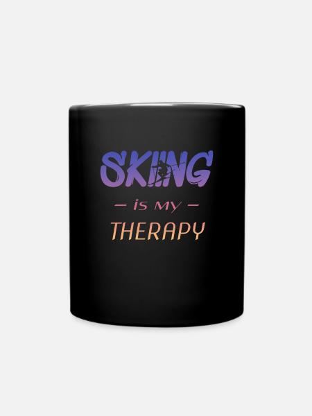 skiing, spruchfür Skifahrer, ski - Tasse einfarbig - Schwarz