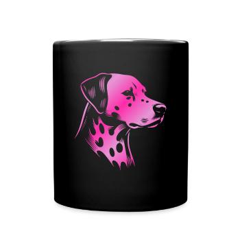 Dalmatian, dog head, drawing pink - Full Colour Mug - black - Front