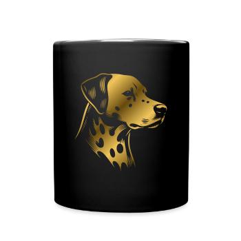 Dalmatien, tête de chien, dessin d’or - Mug uni - noir - Devant
