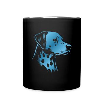 Dalmatian, dog head, drawing blue - Full Colour Mug - black - Front