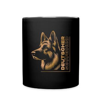 German Shepherd Drawing Head Portrait - Full Colour Mug - black - Front