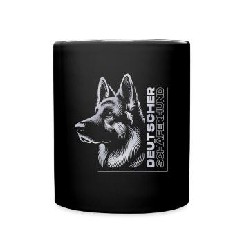 German Shepherd Drawing Head Silver - Full Colour Mug - black - Front