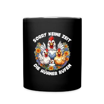 my chickens are calling funny colorful chicken family - Full Colour Mug - black - Front