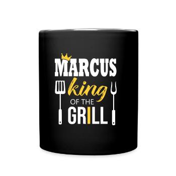 Marcus, König des Grills - Tasse einfarbig - Schwarz - Vorne