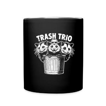 3 cool possums trash trio in the trash can - Full Colour Mug - black - Front