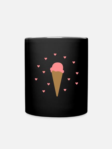 Eis mit Herzen - Tasse einfarbig - Schwarz